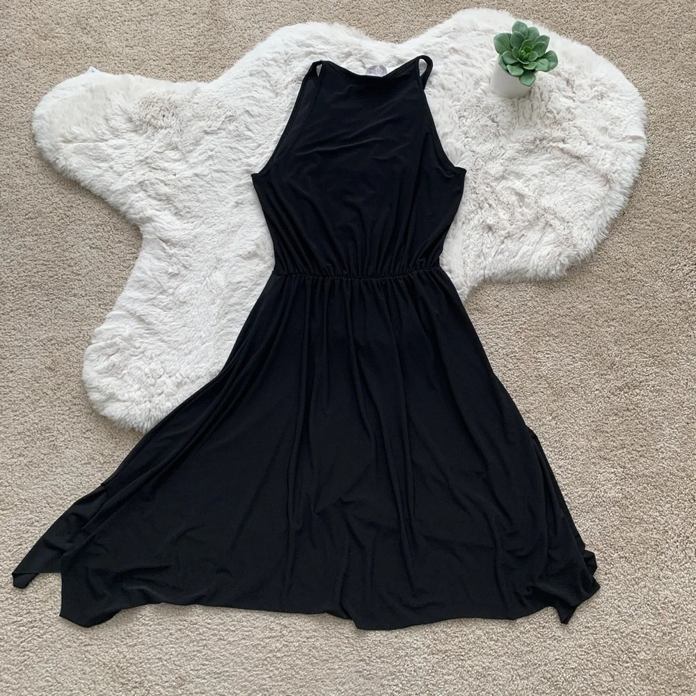 Abria Black Asymmetrical Sleeveless Dress- Size Small - Picture 2 of 9
